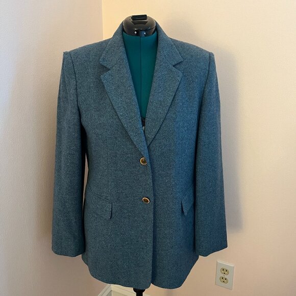 Talbots Misses Size 14 Blue Wool Tweed Jacket - Picture 1 of 8